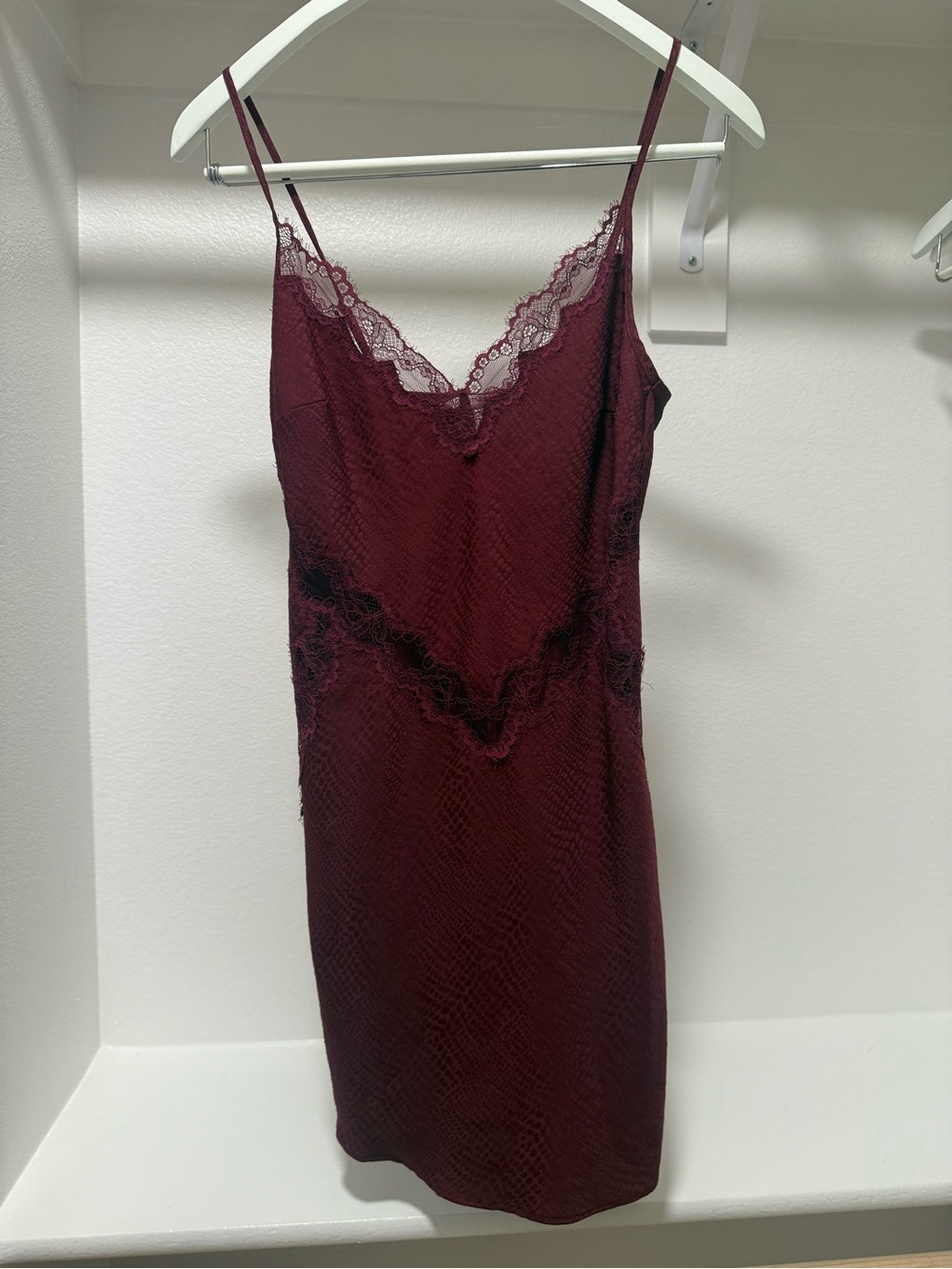 Victoria’s Secret Burgundy Lace Satin Slip Dress Nightgown XS Y2K